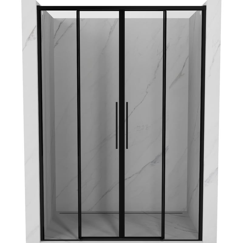 Mexen Rox Duo drzwi prysznicowe rozsuwane 140 cm, czarna ramka, czarne - 8C2-140-002-70-70
