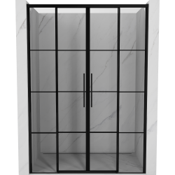 Mexen Rox drzwi prysznicowe rozsuwane 150 cm, czarna kratka, czarne - 8C2-150-002-70-77
