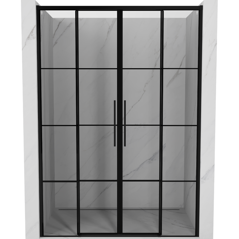 Mexen Rox drzwi prysznicowe rozsuwane 160 cm, czarna kratka, czarne - 8C2-160-002-70-77