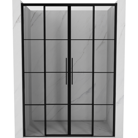 Mexen Rox drzwi prysznicowe rozsuwane 160 cm, czarna kratka, czarne - 8C2-160-002-70-77