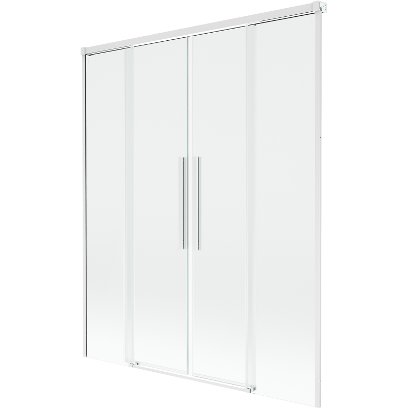 Mexen Rox parawan nawannowy 2-skrzydłowy rozsuwany 150 x 150 cm, transparent, biały - 8C9-150-002-20-00