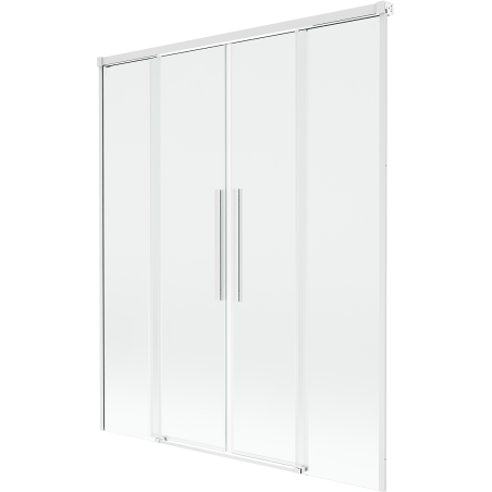 Mexen Rox parawan nawannowy 2-skrzydłowy rozsuwany 150 x 150 cm, transparent, biały - 8C9-150-002-20-00