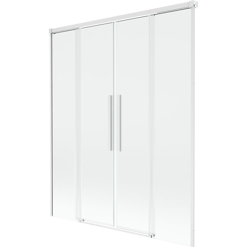 Mexen Rox parawan nawannowy 2-skrzydłowy rozsuwany 160 x 150 cm, transparent, biały - 8C9-160-002-20-00