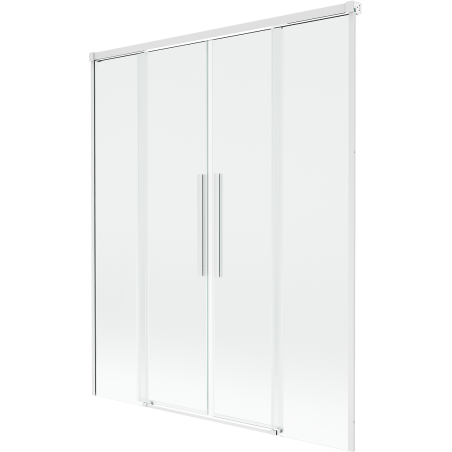 Mexen Rox parawan nawannowy 2-skrzydłowy rozsuwany 160 x 150 cm, transparent, biały - 8C9-160-002-20-00