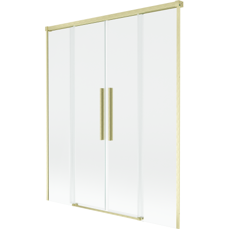 Mexen Rox parawan nawannowy 2-skrzydłowy rozsuwany 140 x 150 cm, transparent, złoty szczotkowany - 8C9-140-002-55-00