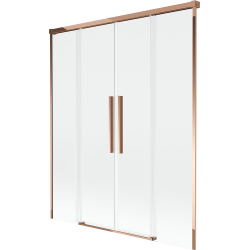 Mexen Rox parawan nawannowy 2-skrzydłowy rozsuwany 160 x 150 cm, transparent, różowe złoto - 8C9-160-002-60-00