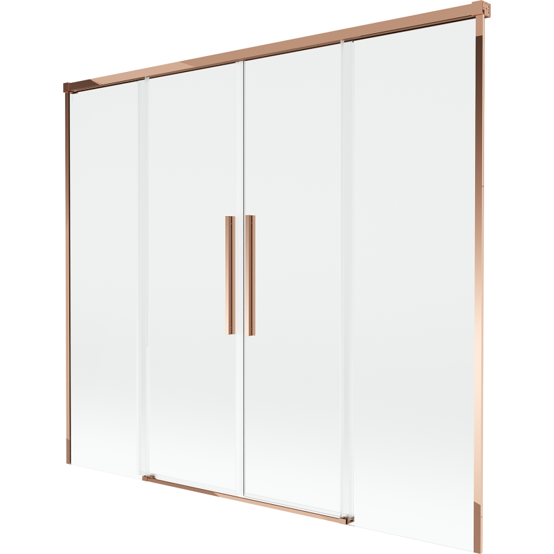 Mexen Rox parawan nawannowy 2-skrzydłowy rozsuwany 170 x 150 cm, transparent, różowe złoto - 8C9-170-002-60-00