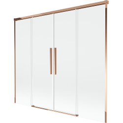 Mexen Rox parawan nawannowy 2-skrzydłowy rozsuwany 180 x 150 cm, transparent, różowe złoto - 8C9-180-002-60-00