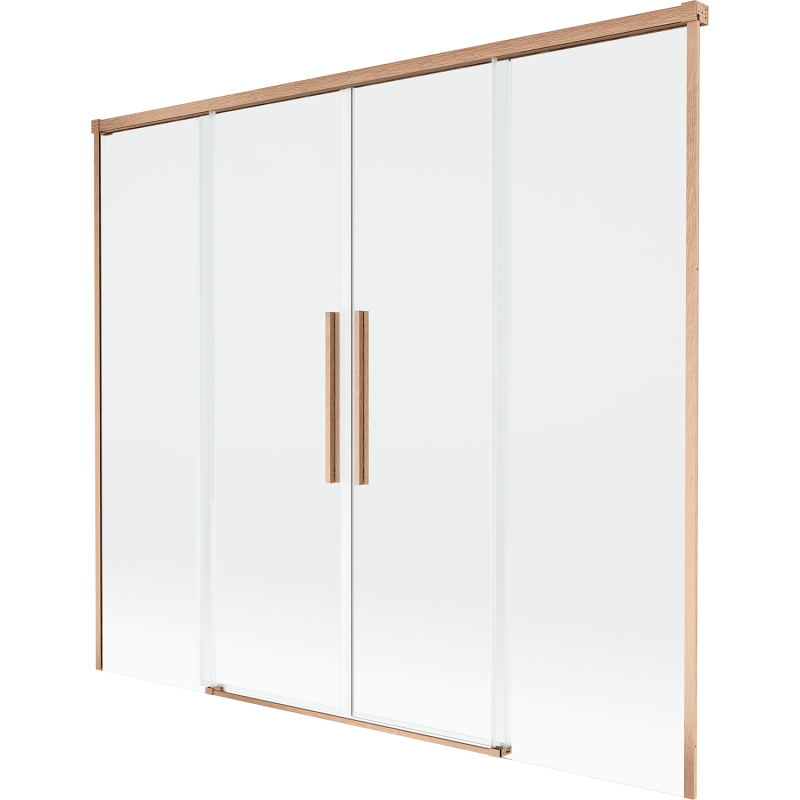 Mexen Rox parawan nawannowy 2-skrzydłowy rozsuwany 170 x 150 cm, transparent, miedź szczotkowana - 8C9-170-002-65-00