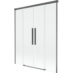 Mexen Rox parawan nawannowy 2-skrzydłowy rozsuwany 140 x 150 cm, transparent, gun gray szczotkowany - 8C9-140-002-66-00