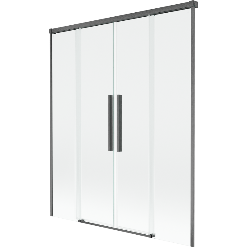 Mexen Rox parawan nawannowy 2-skrzydłowy rozsuwany 140 x 150 cm, transparent, gun gray szczotkowany - 8C9-140-002-66-00