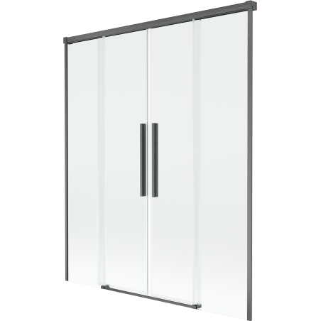 Mexen Rox parawan nawannowy 2-skrzydłowy rozsuwany 140 x 150 cm, transparent, gun gray szczotkowany - 8C9-140-002-66-00