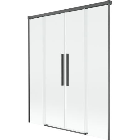 Mexen Rox parawan nawannowy 2-skrzydłowy rozsuwany 150 x 150 cm, transparent, gun gray szczotkowany - 8C9-150-002-66-00