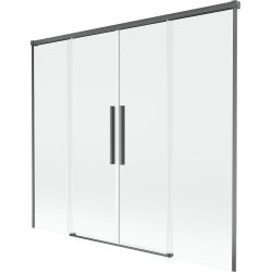 Mexen Rox parawan nawannowy 2-skrzydłowy rozsuwany 170 x 150 cm, transparent, gun gray szczotkowany - 8C9-170-002-66-00