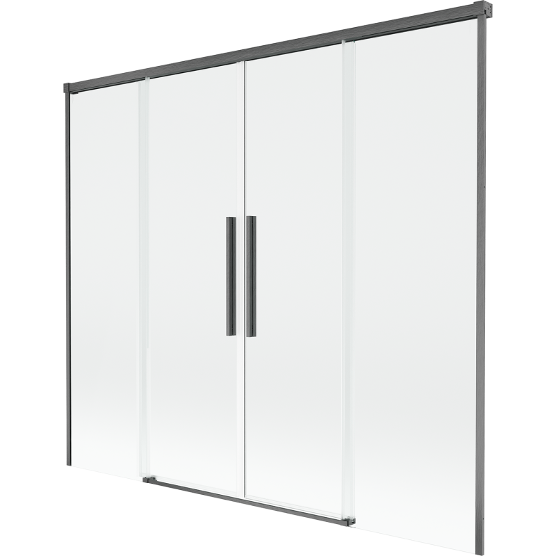 Mexen Rox parawan nawannowy 2-skrzydłowy rozsuwany 170 x 150 cm, transparent, gun gray szczotkowany - 8C9-170-002-66-00