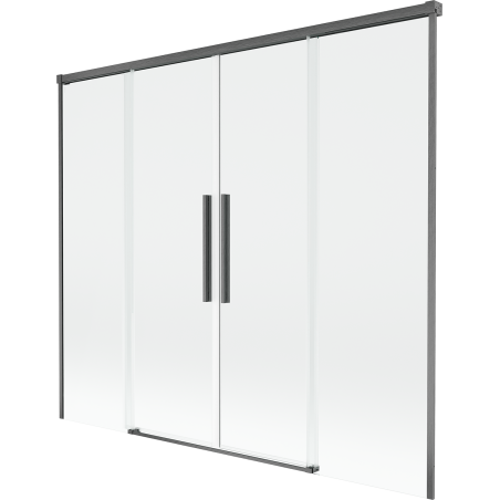 Mexen Rox parawan nawannowy 2-skrzydłowy rozsuwany 170 x 150 cm, transparent, gun gray szczotkowany - 8C9-170-002-66-00