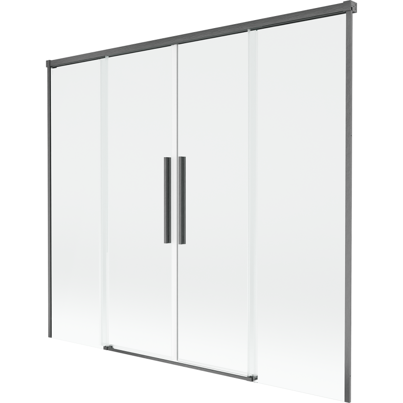 Mexen Rox parawan nawannowy 2-skrzydłowy rozsuwany 190 x 150 cm, transparent, gun gray szczotkowany - 8C9-190-002-66-00