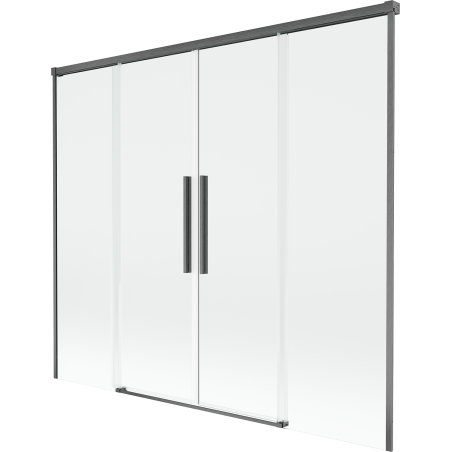 Mexen Rox parawan nawannowy 2-skrzydłowy rozsuwany 190 x 150 cm, transparent, gun gray szczotkowany - 8C9-190-002-66-00