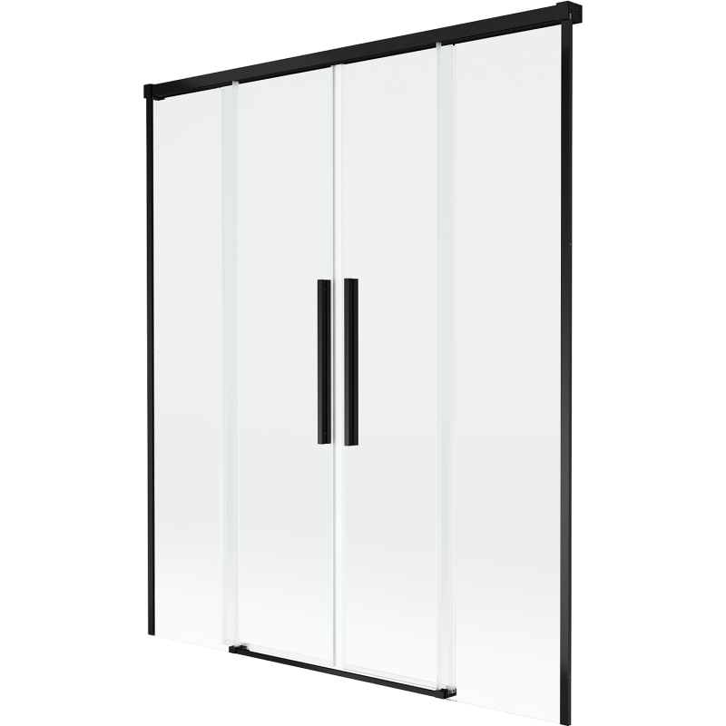 Mexen Rox parawan nawannowy 2-skrzydłowy rozsuwany 140 x 150 cm, transparent, czarny - 8C9-140-002-70-00