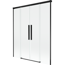 Mexen Rox parawan nawannowy 2-skrzydłowy rozsuwany 150 x 150 cm, transparent, czarny - 8C9-150-002-70-00
