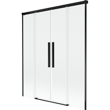 Mexen Rox parawan nawannowy 2-skrzydłowy rozsuwany 150 x 150 cm, transparent, czarny - 8C9-150-002-70-00