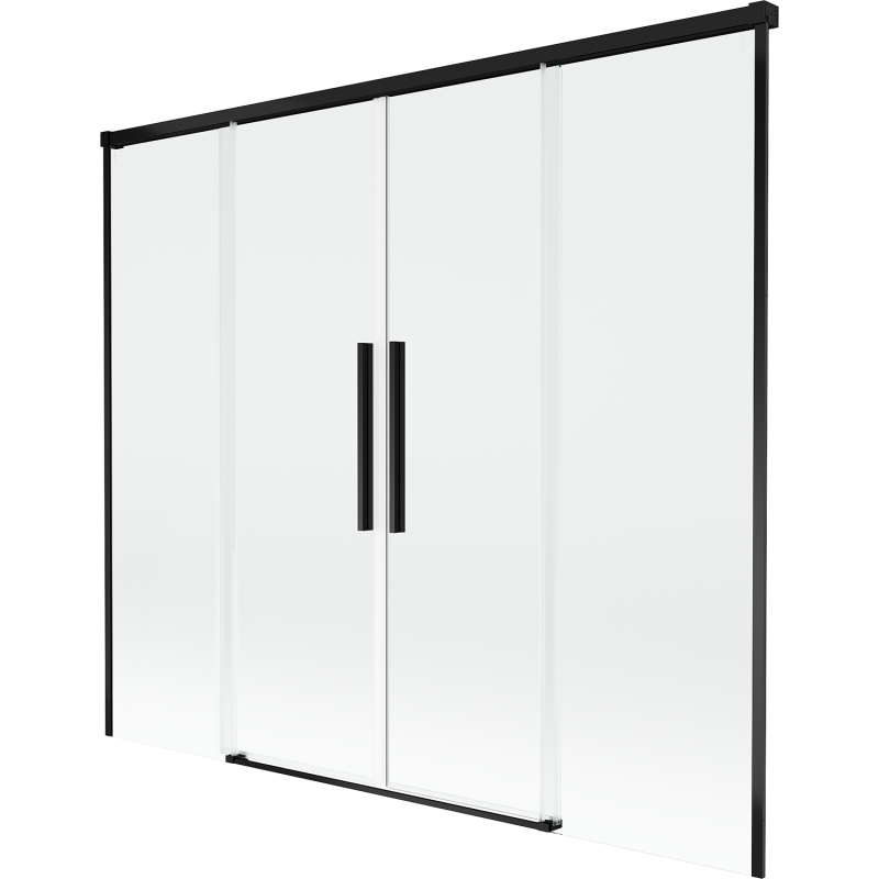 Mexen Rox parawan nawannowy 2-skrzydłowy rozsuwany 180 x 150 cm, transparent, czarny - 8C9-180-002-70-00