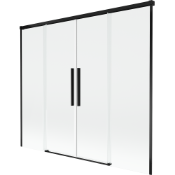 Mexen Rox parawan nawannowy 2-skrzydłowy rozsuwany 190 x 150 cm, transparent, czarny - 8C9-190-002-70-00
