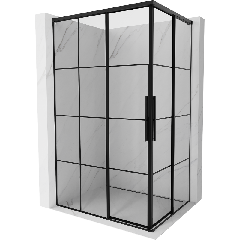 Mexen Rox Duo kabina prysznicowa rozsuwana 85 x 80 cm, czarna kratka, czarna - 8C2D-085-080-70-77
