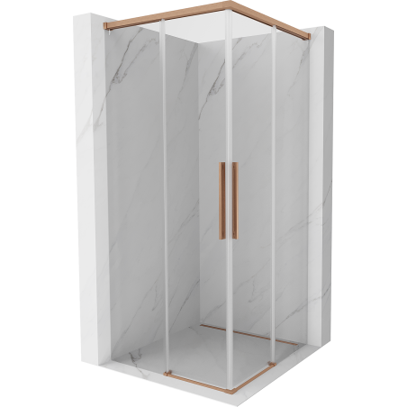 Mexen Rox Duo kabina prysznicowa rozsuwana 85 x 85 cm, transparent, miedź szczotkowana - 8C2D-085-085-65-00