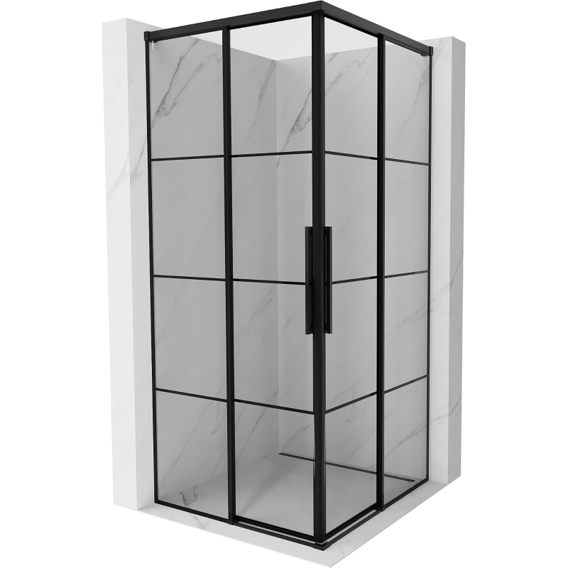 Mexen Rox Duo kabina prysznicowa rozsuwana 95 x 95 cm, czarna kratka, czarna - 8C2D-095-095-70-77