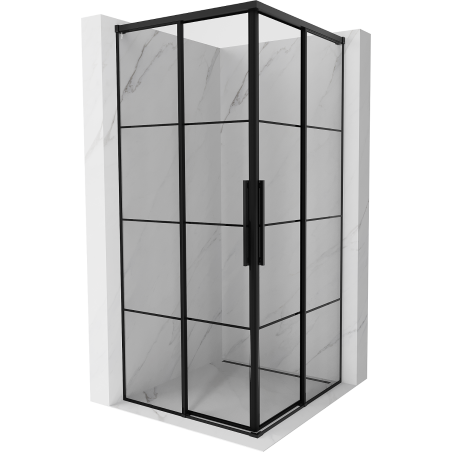 Mexen Rox Duo kabina prysznicowa rozsuwana 95 x 95 cm, czarna kratka, czarna - 8C2D-095-095-70-77