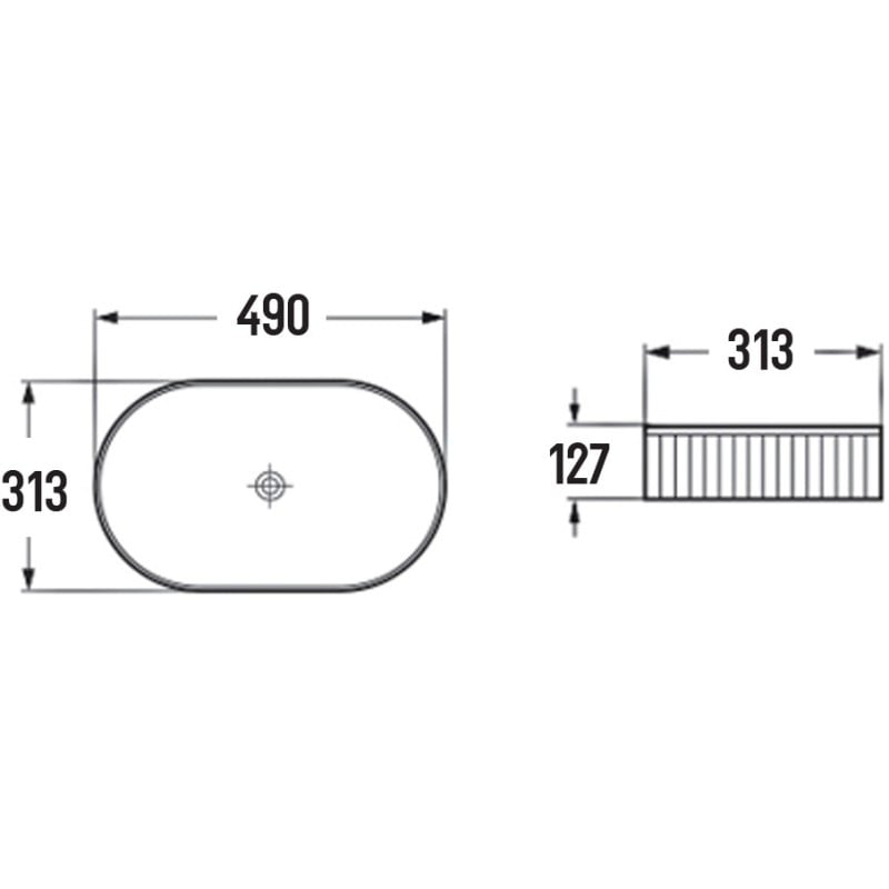 Mexen Grovo umywalka nablatowa ryflowana 49 x 31 cm, biała - 22304900