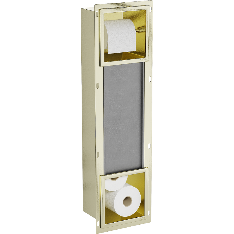 Mexen X-Wall-BP uchwyt na papier toaletowy z magazynkiem, złoty szczotkowany - 1954