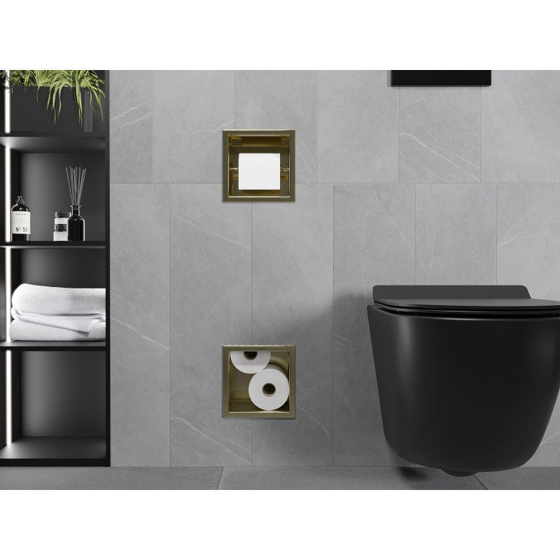 Mexen X-Wall-BP uchwyt na papier toaletowy z magazynkiem, złoty szczotkowany - 1954