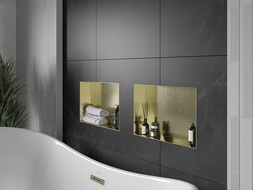 Mexen X-Wall-NR półka wnękowa bez kołnierza 45 x 30 cm, złota szczotkowana - 1951453010