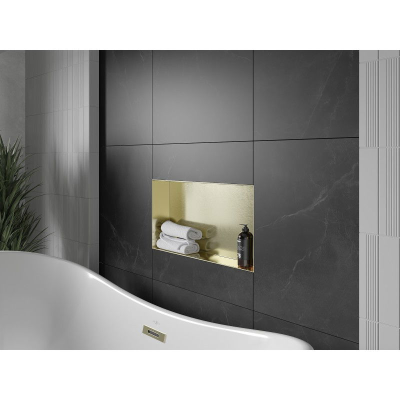 Mexen X-Wall-NR półka wnękowa bez kołnierza 60 x 30 cm, złota szczotkowana - 1951603010