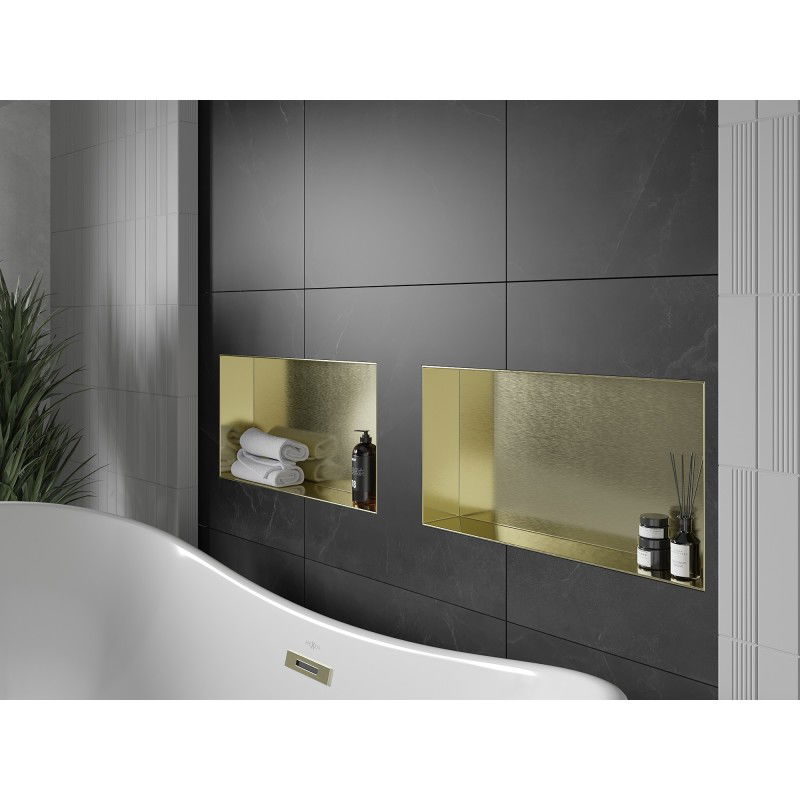 Mexen X-Wall-NR półka wnękowa bez kołnierza 60 x 30 cm, złota szczotkowana - 1951603010