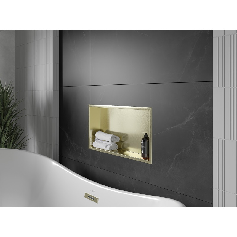 Mexen X-Wall-R półka wnękowa z kołnierzem 60 x 30 cm, złota szczotkowana - 1950603010