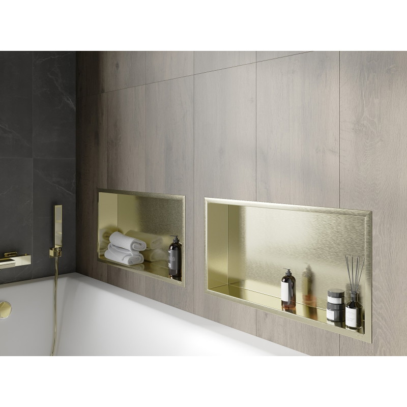 Mexen X-Wall-R półka wnękowa z kołnierzem 60 x 30 cm, złota szczotkowana - 1950603010