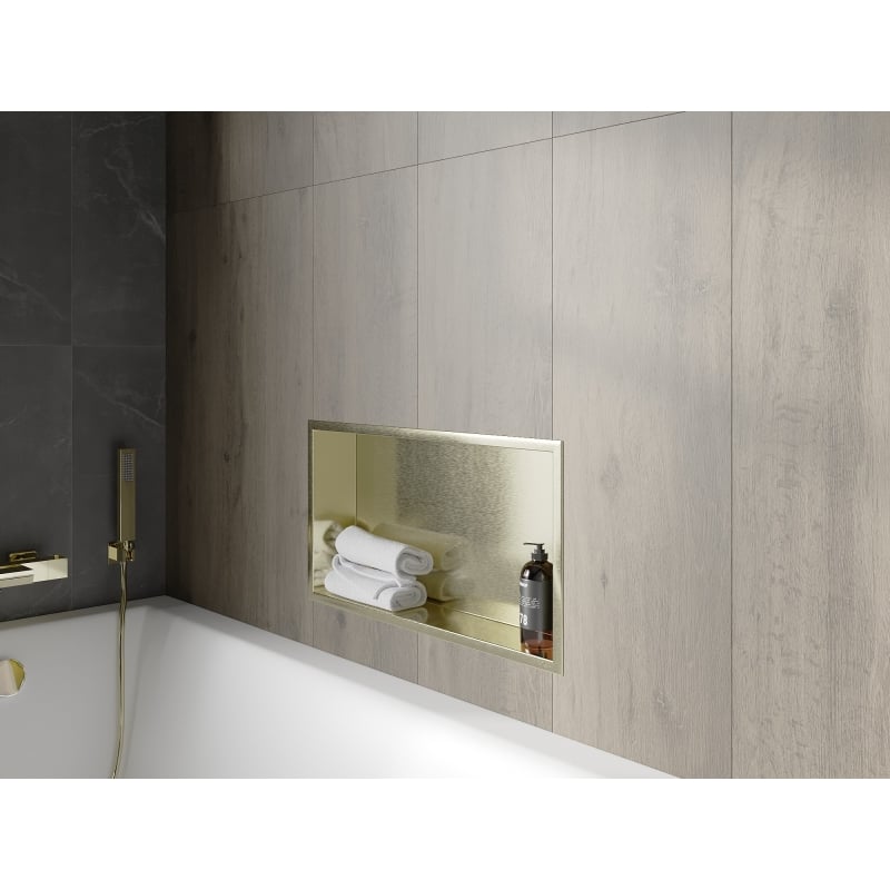 Mexen X-Wall-R półka wnękowa z kołnierzem 60 x 30 cm, złota szczotkowana - 1950603010