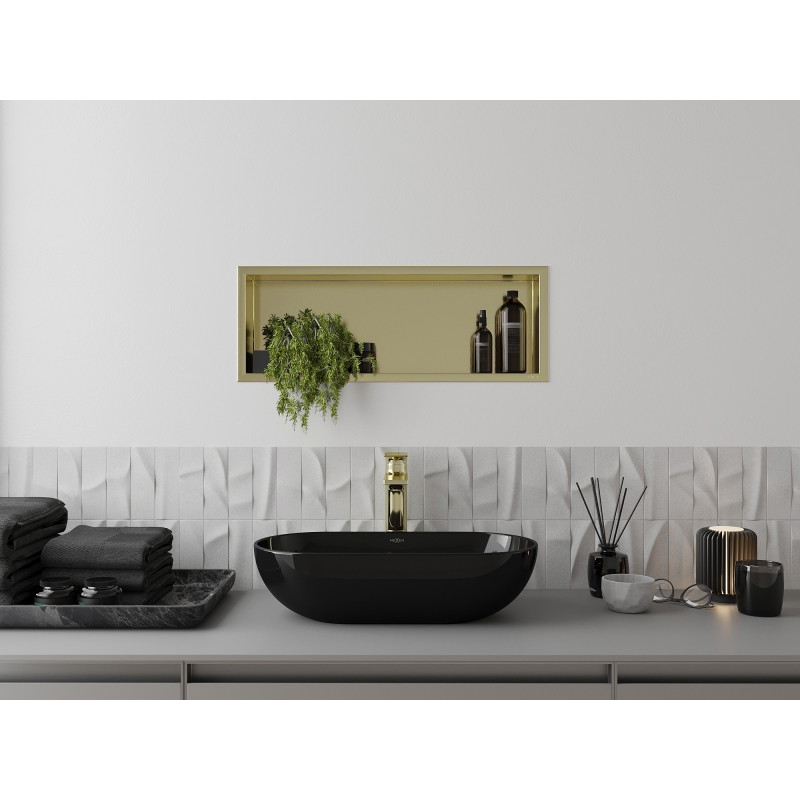 Mexen X-Wall-R półka wnękowa z kołnierzem 60 x 20 cm, złota szczotkowana - 1950602010