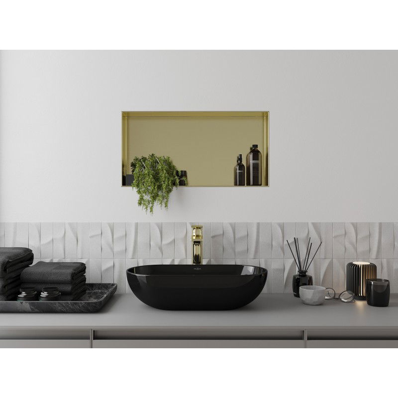 Mexen X-Wall-NR półka wnękowa bez kołnierza 60 x 30 cm, złota szczotkowana - 1951603010