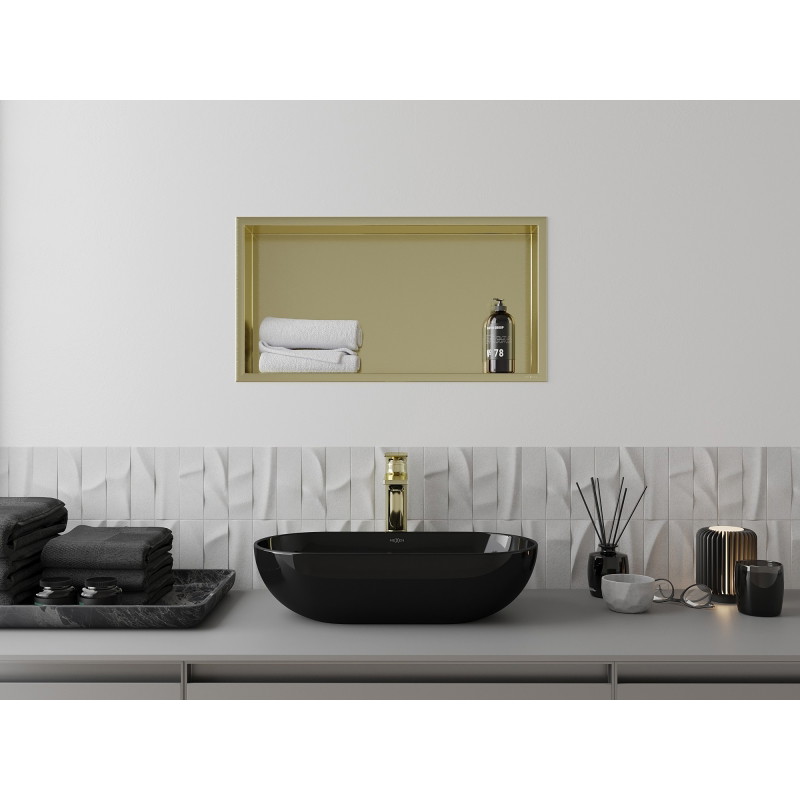 Mexen X-Wall-R półka wnękowa z kołnierzem 60 x 30 cm, złota szczotkowana - 1950603010