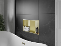 Mexen X-Wall-R półka wnękowa z kołnierzem i półką 60 x 30 cm, złota szczotkowana - 1950603010S