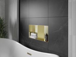 Mexen X-Wall-NR półka wnękowa bez kołnierza z półką 60 x 30 cm, złota szczotkowana - 1951603010S