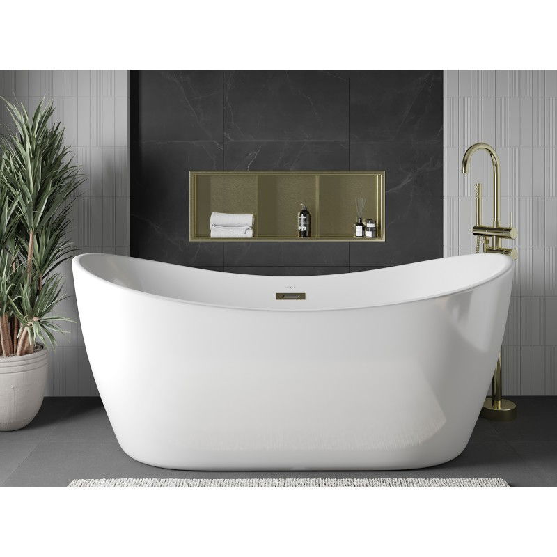 Mexen X-Wall-R półka wnękowa z kołnierzem i półką 90 x 30 cm, złota szczotkowana - 1950903010S