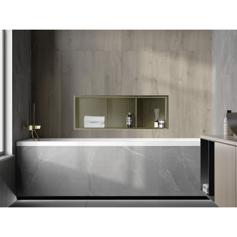 Mexen X-Wall-R półka wnękowa z kołnierzem i półką 90 x 30 cm, złota szczotkowana - 1950903010S