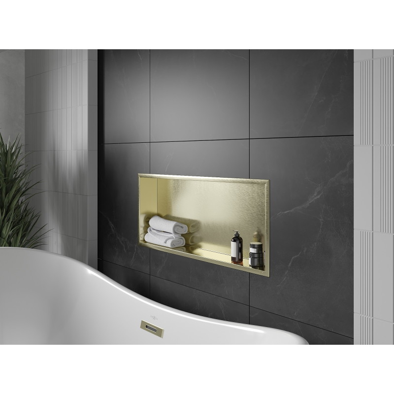 Mexen X-Wall-R półka wnękowa z kołnierzem 75 x 30 cm, złota szczotkowana - 1950753010