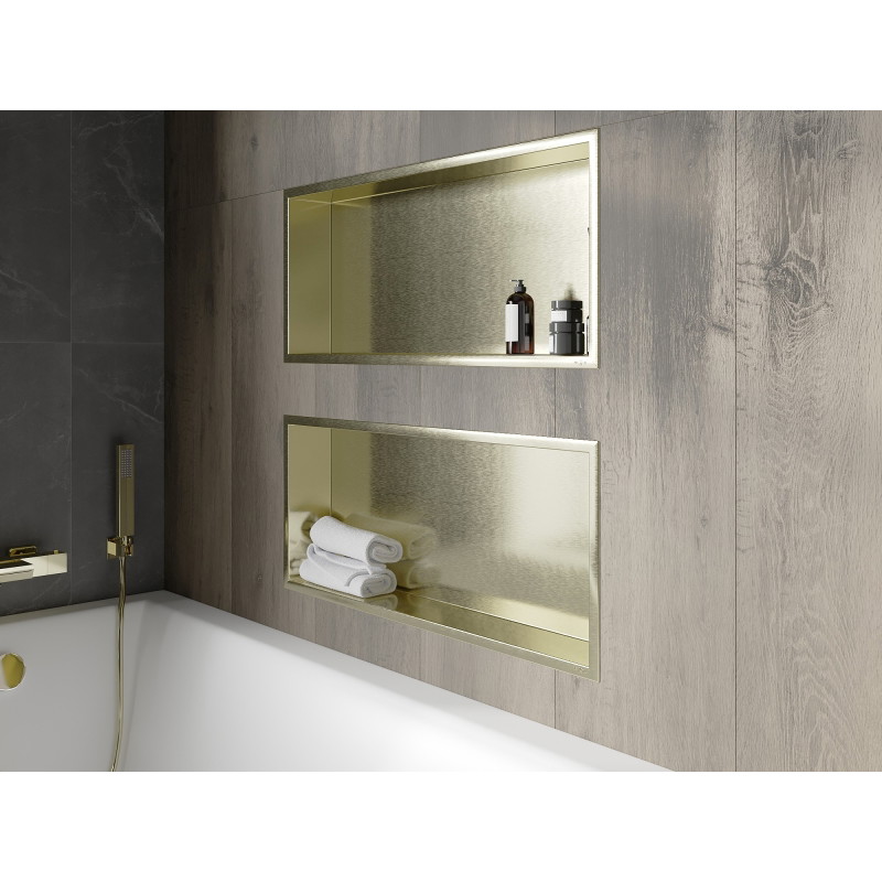 Mexen X-Wall-R półka wnękowa z kołnierzem 75 x 30 cm, złota szczotkowana - 1950753010