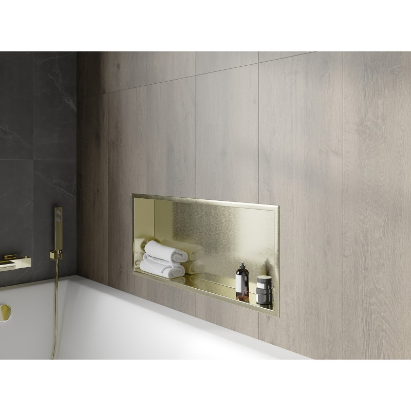 Mexen X-Wall-R półka wnękowa z kołnierzem 75 x 30 cm, złota szczotkowana - 1950753010